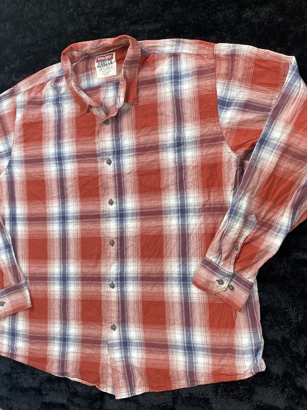 Wrangler Red Plaid Button-Down Men's Shirt